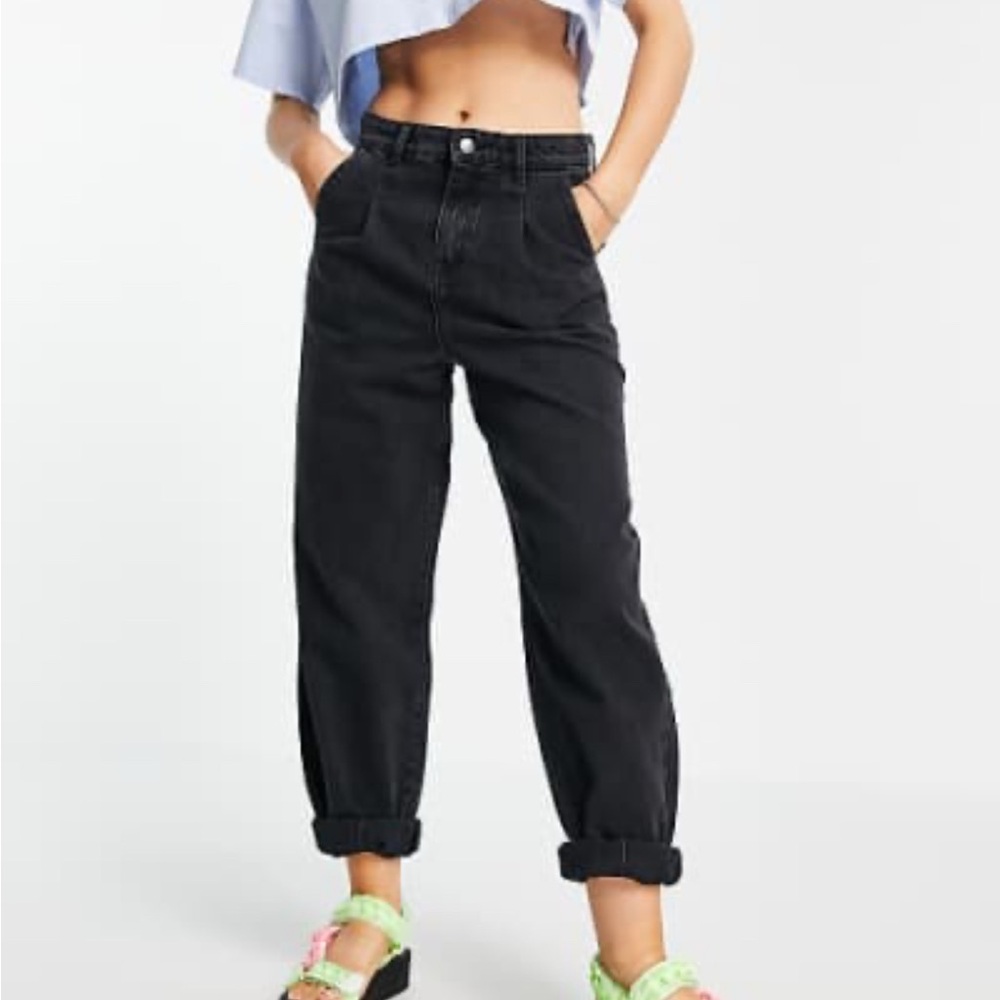 DTT don’t think twice Grace balloon leg jeans in washed black